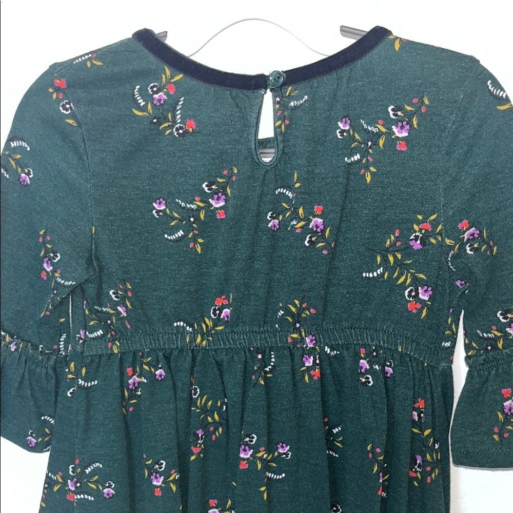 Old Navy 4T Girls Floral Dress with velvet trim collar, Green, Fall, Autumn - Picture 6 of 8